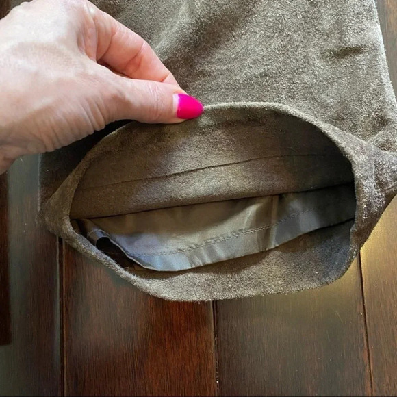 Vintage Suede Leather Pants High Waisted Straight Leg  Chocolate Brown Size 10 - Picture 14 of 16